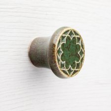 Ceramiczna gałka do mebli zielono-brązowa, wz.3
