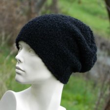 ALPACA BOUCLE * EFEKTOWNA ZIMOWA CZAPKA * CZARNA