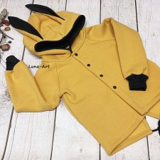 Bluza rozpinana z uszami, musztardowa r.110