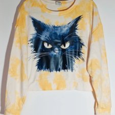 Custom Bluza dresowa czarny kot biała żółta tie dye Story 44/46