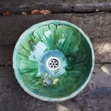 Mała Umywalka Szmaragd 34 cm , Umywalka zielona, umywalka nablatowa, umywalka ceramiczna, umywalka łazienkowa, umywalka gliniana 34 cm