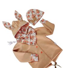 Komplet bluza z uszami oraz czapka i chustka r.92/98