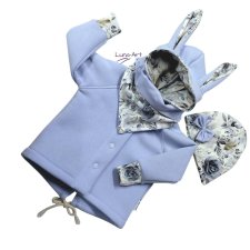 Komplet bluza z uszami oraz czapka i chustka r.104/110
