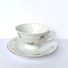 Elegancka Filiżanka ze Spodkiem Bogucice Złocone Motywy Vintage PRL Mid-Century Modern (2/2)
