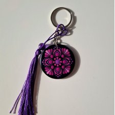 Fioletowy brelok, ręcznie malowany, amulet czakra korony - Ametyst - Świadomość, spokój, połączenie