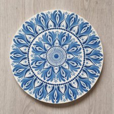 Ręcznie malowana mandala | Ukojenie, spokój i klarowność | 30 cm | Biały, niebieski | Dekoracja ścienna