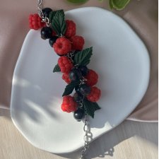 Bransoletka "Leśny Ogród" – Malina i Czarna Porzeczka. Owoce z modeliny