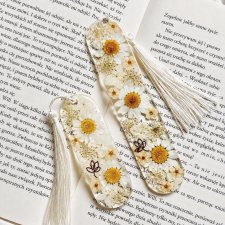 Mała Zakładka do książki z żywicy suszone kwiaty Vanila