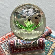 ❤ Very unique! ❤ Underwater world - tadpoles ❤ Vintage Crystal Paperweight
