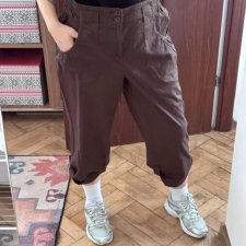 a.n.a crop spodnie cargo bawełniane damy Plus Size, czekoladowe 4XL / 48 / 20
