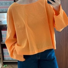 Pomaranczowa bluzka bawełniana damska Plus Size, luźny oversize 4XL / 48 / 20