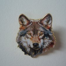 METALOWA EMALIOWANA PRZYPINKA PIN WILK GŁOWA WILKA