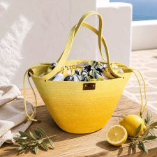 Cytrynowa torba ombre ze sznurka bawełnianego z podszewką i chowanym kominem