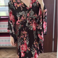 Wzór boho sukienka Romantic Gypsy 4X Plus Size z falbanami