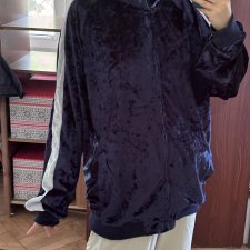 Nowa welurowa bluza dresowa granatowa plus size Y2K G style Rozmiar 6XL / 52 / 24