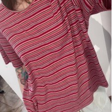 Paski bluzka White Stag 26W/28W Plus Size oversize czerwona koszulka