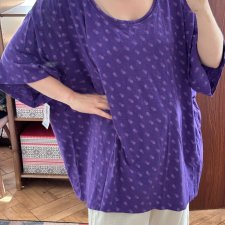 Fioletowa bluzka Catherines 5X Plus Size wzór krótki rękaw 9XL / 58 / 30